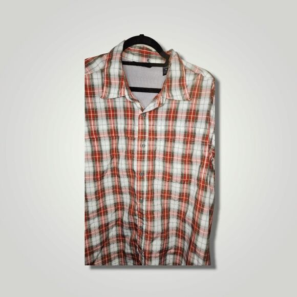 Wrangler Short Sleeve Shirt Mens XL Red White Plaid Button Up Shirt - Picture 3 of 8